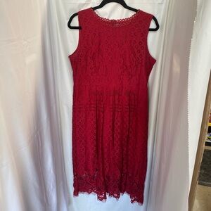 Sleeveless Red Lace Midi Dress SizeXL